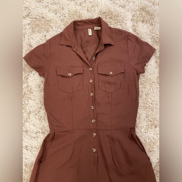 NEW Sky & Sparrow Brown Romper Mini Button Up Romper Size Small - Picture 2 of 4